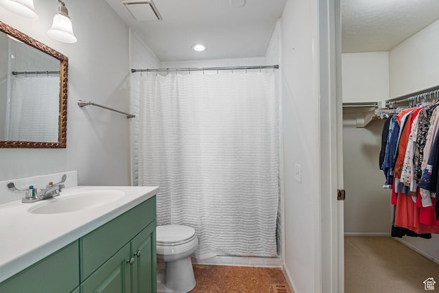 2442 Lily Langtry Ct, Park City, UT 84060 - full bathroom with vanity, recessed lighting, curtained shower, and a walk in closet
