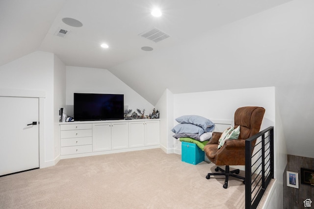905 S Coldwater Way, Midway, UT 84049 - carpeted home office featuring vaulted ceiling and recessed lighting