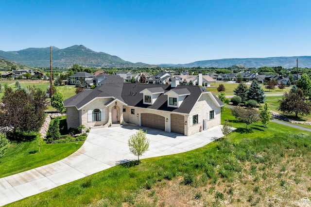 905 S Coldwater Way, Midway, UT 84049 - french provincial home featuring stone siding, a garage, and a mountain view
