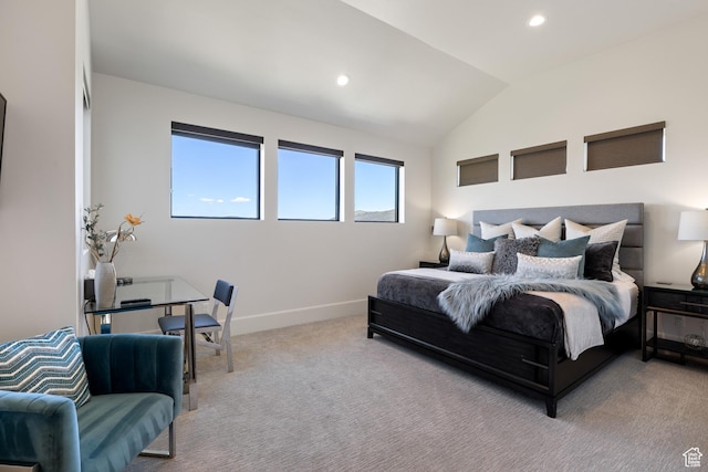 13202 N Alexis Dr, Heber City, UT 84036 - carpeted bedroom featuring vaulted ceiling and recessed lighting