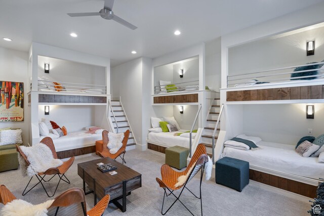 13202 N Alexis Dr, Heber City, UT 84036 - bedroom with carpet floors, recessed lighting, and a ceiling fan