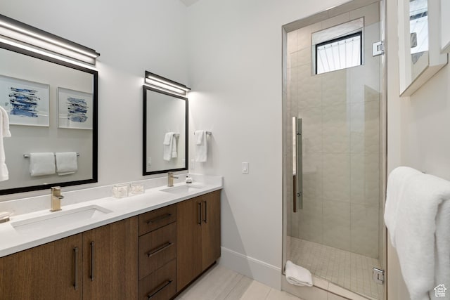13202 N Alexis Dr, Heber City, UT 84036 - full bath with double vanity, a stall shower, and tile patterned floors