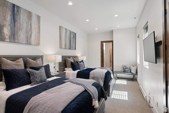 13202 N Alexis Dr, Heber City, UT 84036 - bedroom with light carpet, recessed lighting, and a baseboard radiator