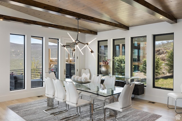 13202 N Alexis Dr, Heber City, UT 84036 - dining space with healthy amount of natural light, wood ceiling, and wood finished floors