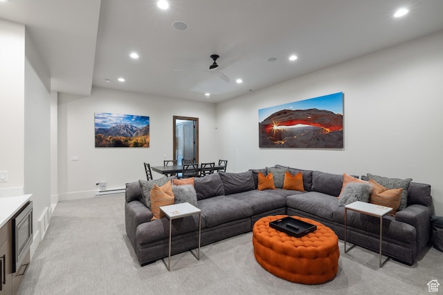 13202 N Alexis Dr, Heber City, UT 84036 - living area featuring recessed lighting, light carpet, and a ceiling fan