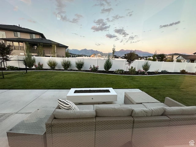 1114 N Oxborrow Dr, Lehi, UT 84043 - view of yard with a patio area, a mountain view, and an outdoor living space