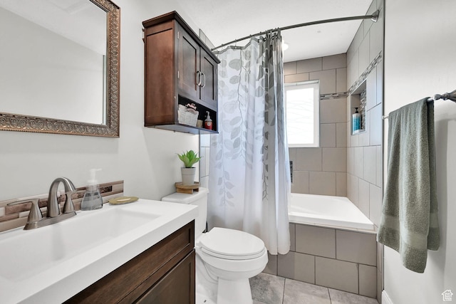 604 W 1750 N, Clinton, UT 84015 - bathroom featuring shower / bath combo, vanity, and tile patterned flooring