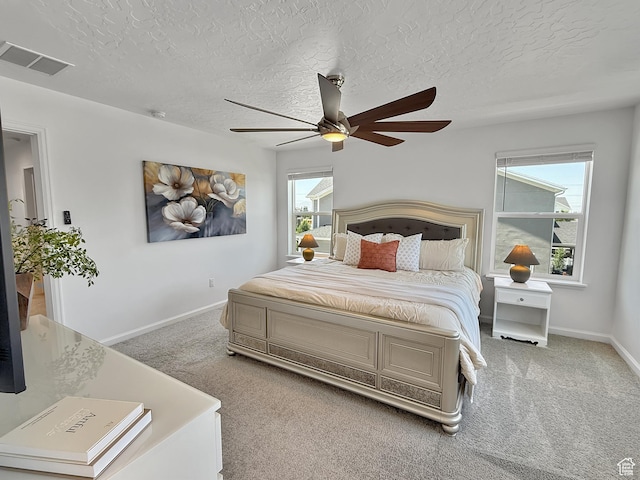998 W 850 S, Springville, UT 84663 - bedroom featuring carpet floors, a textured ceiling, and ceiling fan