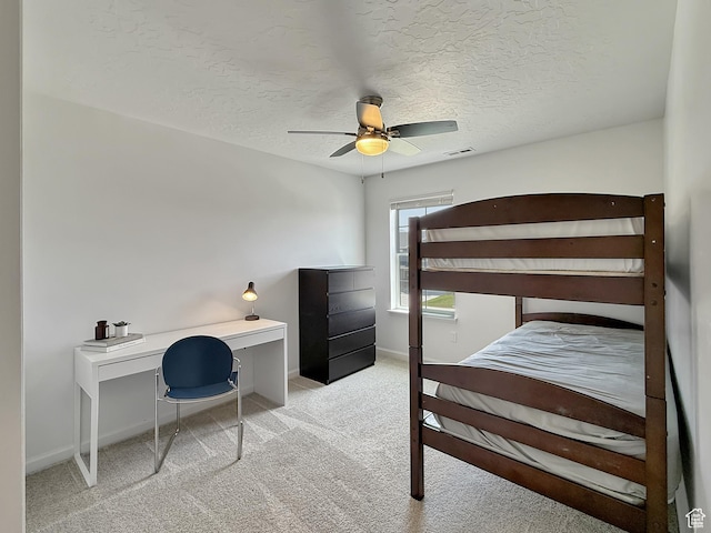 998 W 850 S, Springville, UT 84663 - bedroom featuring carpet flooring, a textured ceiling, an office area, and ceiling fan