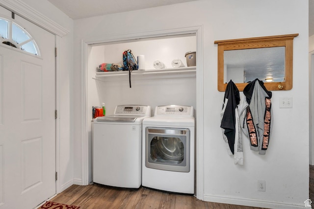 197 E Utah Ave, Payson, UT 84651 - washroom with washing machine and clothes dryer and wood finished floors