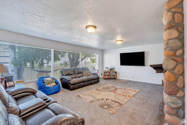 197 E Utah Ave, Payson, UT 84651 - carpeted living area featuring a textured ceiling and baseboards