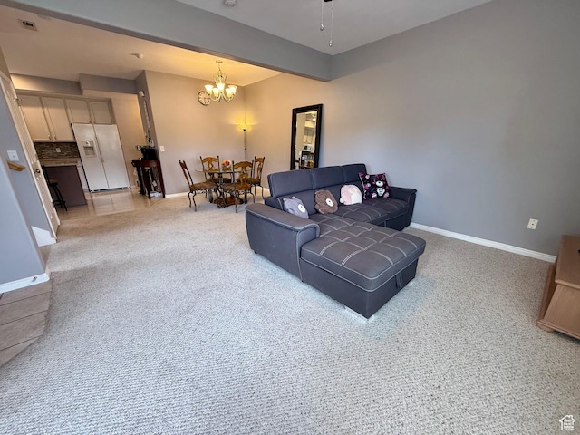 7089 S Brittany Town Dr, West Jordan, UT 84084 - living area featuring a chandelier and light carpet