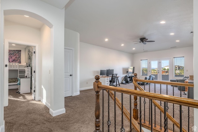 2979 E 3610th Cir S, St George, UT 84790 - carpeted home office featuring arched walkways, ceiling fan, and recessed lighting