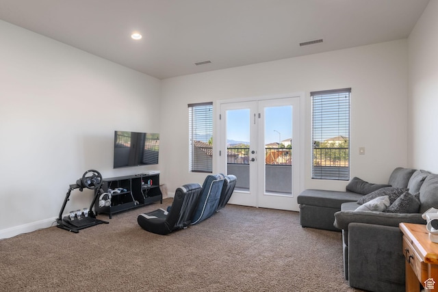 2979 E 3610th Cir S, St George, UT 84790 - living area featuring carpet, french doors, and recessed lighting