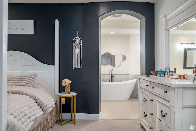 2979 E 3610th Cir S, St George, UT 84790 - bedroom featuring light carpet and arched walkways