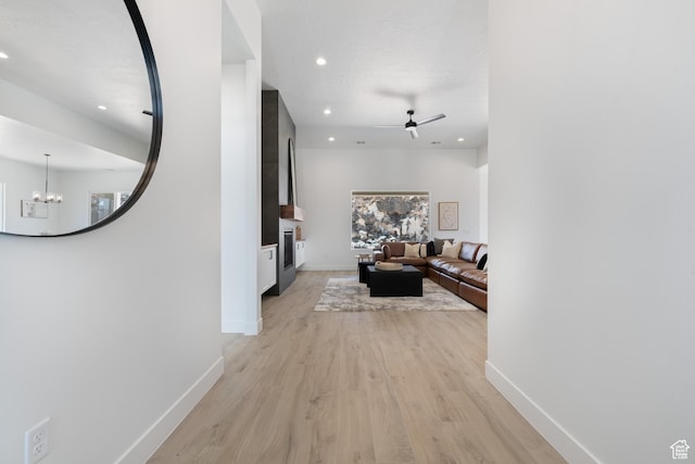 794 S 1690 W, Hurricane, UT 84737 - corridor with light wood-style floors, recessed lighting, and a chandelier