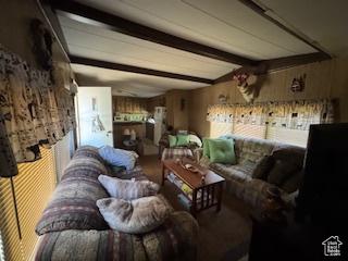 235 N 4th E, Manila, UT 84046 - living room featuring beamed ceiling