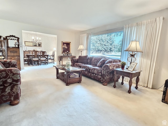 1425 W Main St, Vernal, UT 84078 - carpeted living area featuring a chandelier