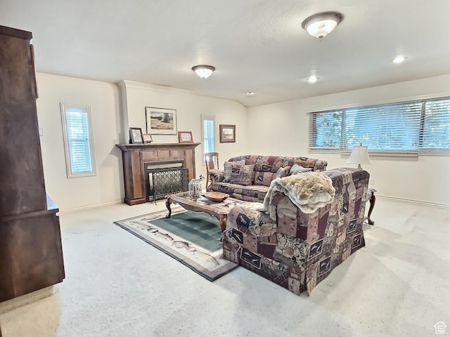 1425 W Main St, Vernal, UT 84078 - living area with plenty of natural light, carpet floors, a fireplace, and recessed lighting