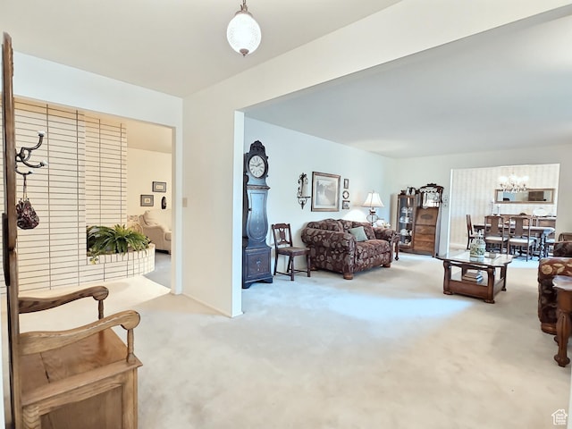 1425 W Main St, Vernal, UT 84078 - carpeted living room with a chandelier