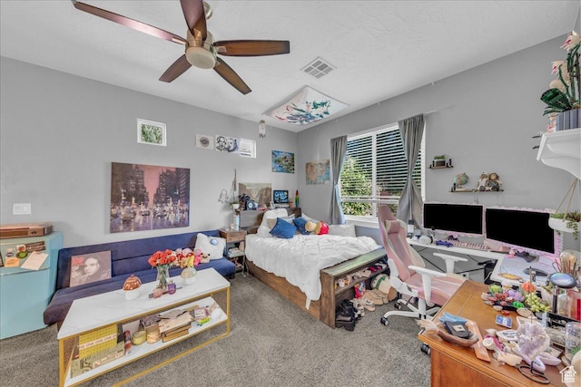 2644 E 3800 S, St George, UT 84790 - carpeted bedroom featuring a ceiling fan and an office area