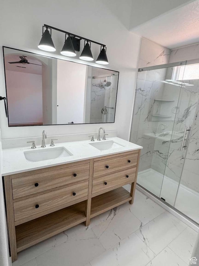 319 E 710 S, Ivins, UT 84738 - bathroom with marble finish floors, a marble finish shower, and double vanity
