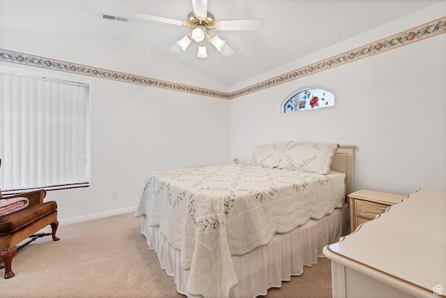 3430 Red Butte Dr, Santa Clara, UT 84765 - bedroom with vaulted ceiling, light carpet, and a ceiling fan