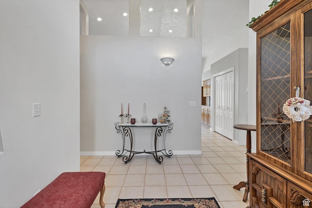 3430 Red Butte Dr, Santa Clara, UT 84765 - entrance foyer with a towering ceiling, light tile patterned floors, and recessed lighting