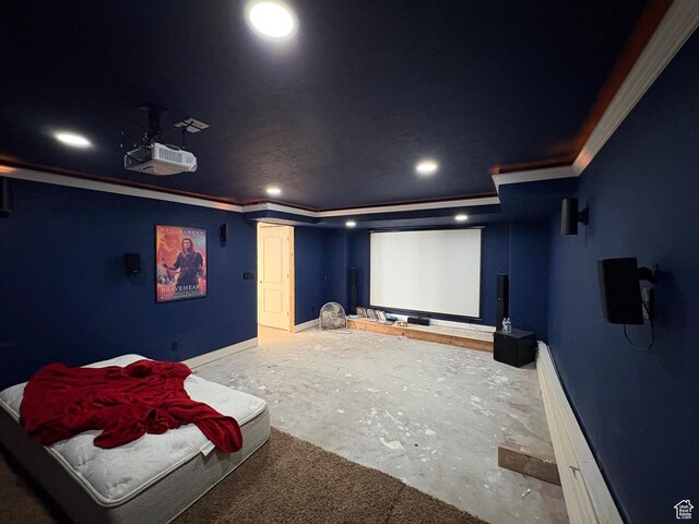 332 W Hillside S, Saratoga Springs, UT 84045 - cinema room with crown molding and recessed lighting