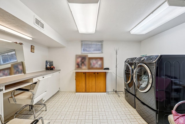 4199 S Monarch Way, Salt Lake City, UT 84124 - washroom featuring separate washer and dryer, brick patterned flooring, and an office area