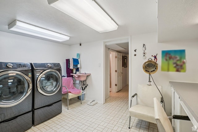4199 S Monarch Way, Salt Lake City, UT 84124 - washroom with washer and dryer and brick patterned floors