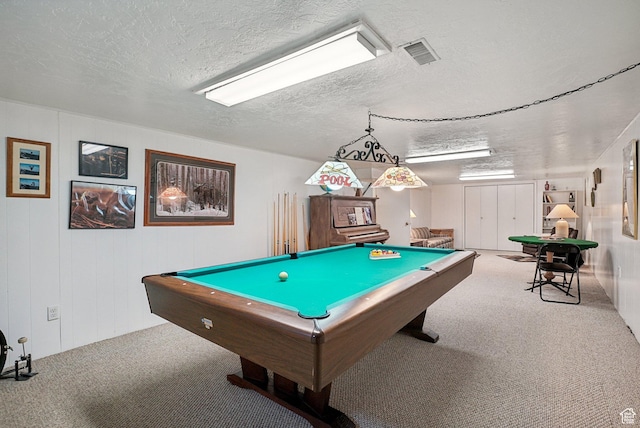 4199 S Monarch Way, Salt Lake City, UT 84124 - game room featuring carpet, billiards table, and a textured ceiling