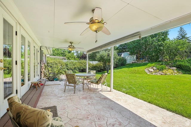 4199 S Monarch Way, Salt Lake City, UT 84124 - view of patio / terrace featuring outdoor dining area and a ceiling fan