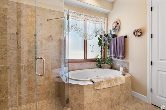 14599 S Chaumont Ct, Draper, UT 84020 - bathroom featuring a shower stall, a tub with jets, and plenty of natural light