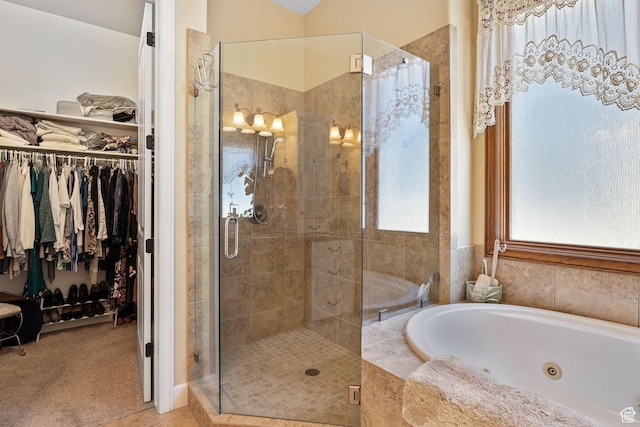14599 S Chaumont Ct, Draper, UT 84020 - full bathroom with a stall shower, a whirlpool tub, and a spacious closet