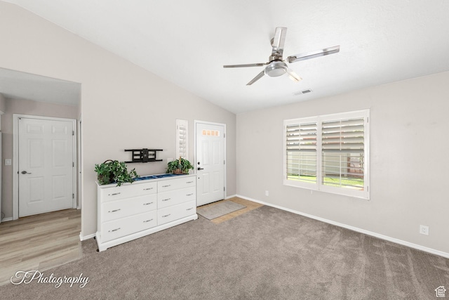 1360 E Telegraph St Unit 18, Washington, UT 84780 - unfurnished bedroom featuring light colored carpet, lofted ceiling, and a ceiling fan