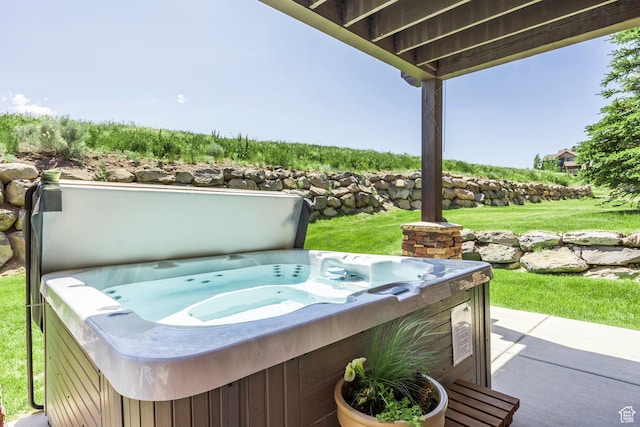 1161 W Wintercress Trl W Unit 27F, Kamas, UT 84036 - view of patio featuring a hot tub