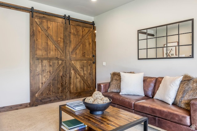 1161 W Wintercress Trl W Unit 27F, Kamas, UT 84036 - carpeted living room with a barn door