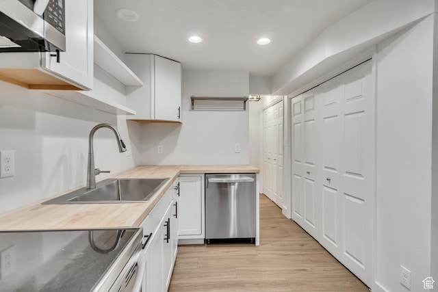 1040 E 900 N, Orem, UT 84097 - kitchen featuring dishwasher, open shelves, recessed lighting, white cabinets, and light wood-style flooring