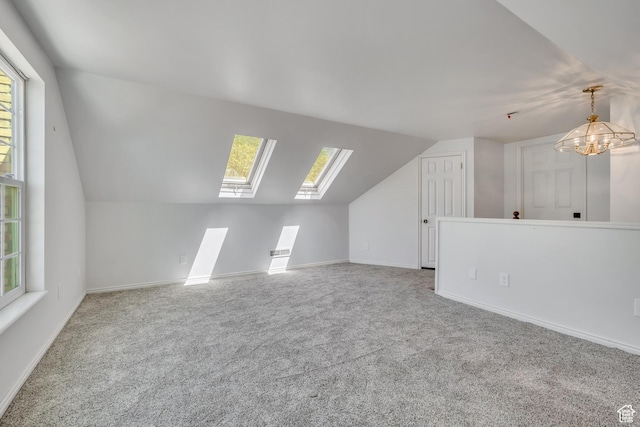 1040 E 900 N, Orem, UT 84097 - bonus room featuring lofted ceiling, carpet floors, a skylight, and a chandelier