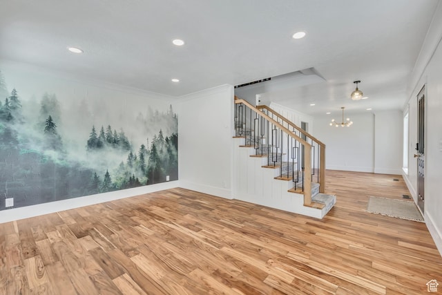 1040 E 900 N, Orem, UT 84097 - foyer entrance featuring stairs, light wood finished floors, a chandelier, and recessed lighting