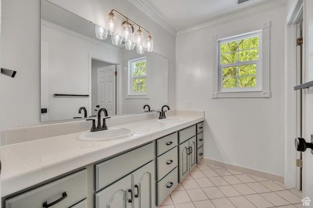 1040 E 900 N, Orem, UT 84097 - full bath featuring double vanity, ornamental molding, and tile patterned flooring
