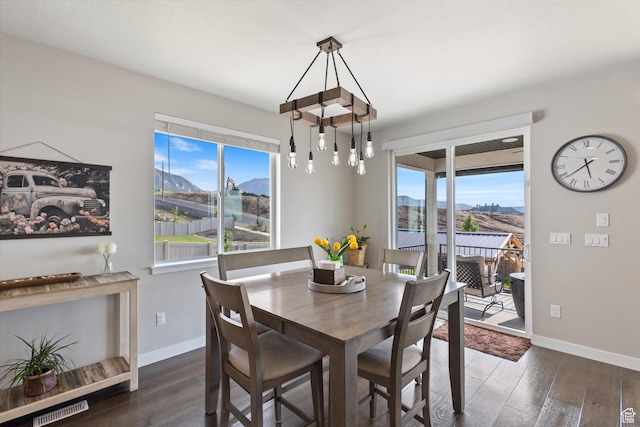 1414 S 790 E, Salem, UT 84653 - dining area with a chandelier, hardwood / wood-style floors, and a mountain view