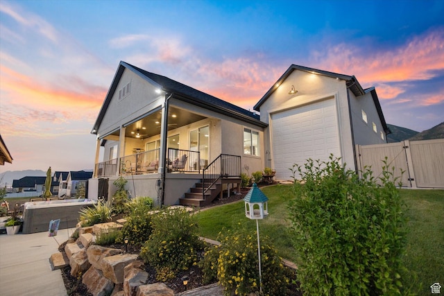 1414 S 790 E, Salem, UT 84653 - view of front of home featuring stucco siding, a gate, a porch, and stairs