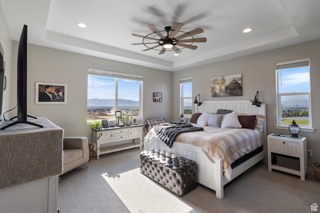 1414 S 790 E, Salem, UT 84653 - carpeted bedroom featuring a raised ceiling, recessed lighting, and ceiling fan