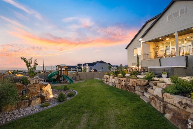 1414 S 790 E, Salem, UT 84653 - view of yard featuring a playground and a patio area