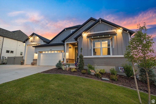 1414 S 790 E, Salem, UT 84653 - view of front of property with board and batten siding, concrete driveway, an attached garage, and a front yard