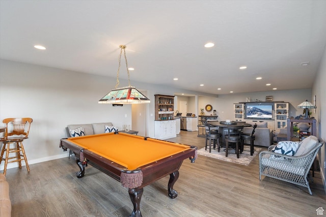 1414 S 790 E, Salem, UT 84653 - recreation room featuring pool table, light wood-style flooring, recessed lighting, and bar area