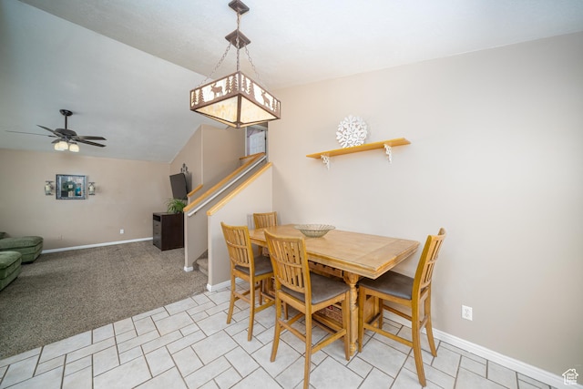 2891 S 600 W, Nibley, UT 84321 - dining area featuring stairs, ceiling fan, and light colored carpet