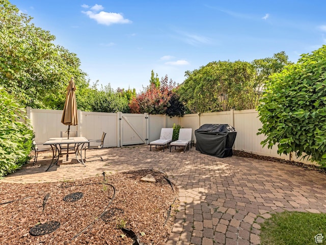 385 W Riverside Ln, Spanish Fork, UT 84660 - fenced backyard with a gate and a patio area